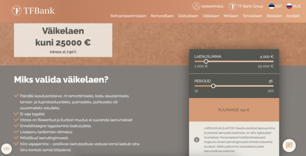 tf bank väikelaen koduleht